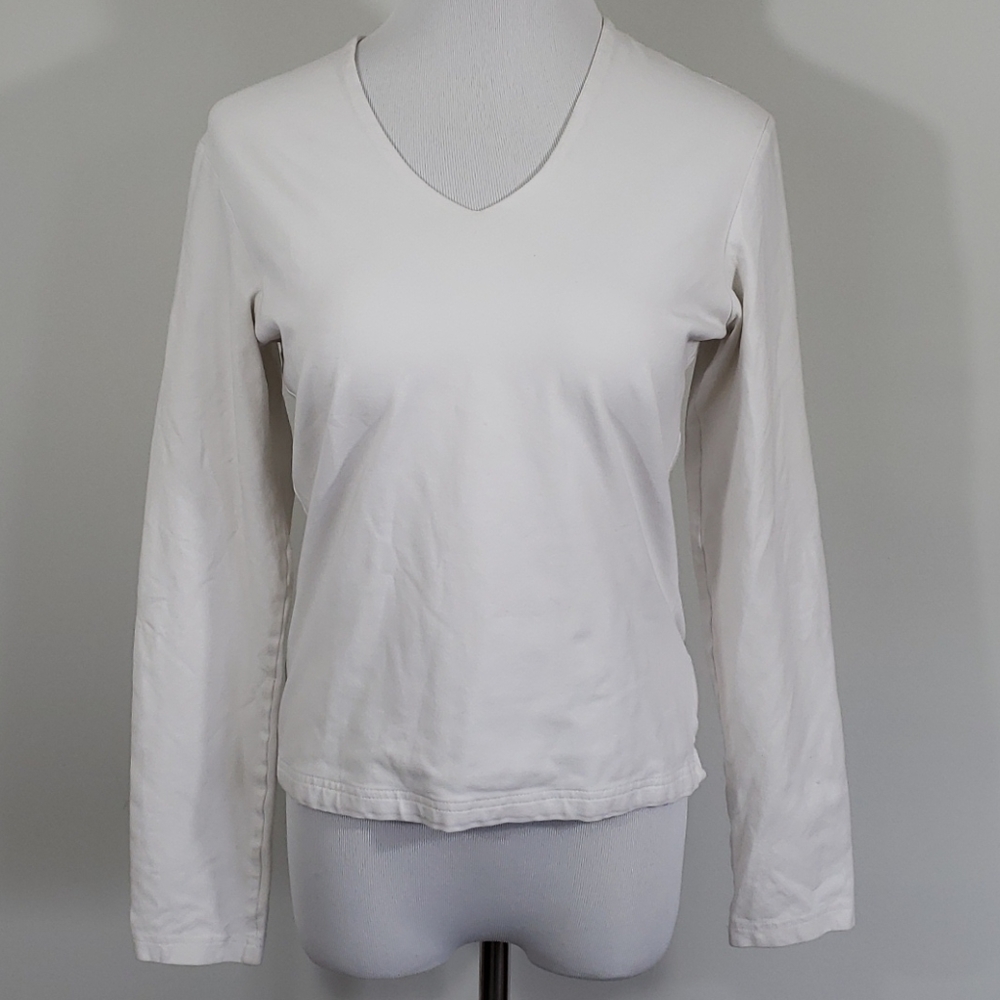 Eddie Bauer White Long Sleeved v-neck